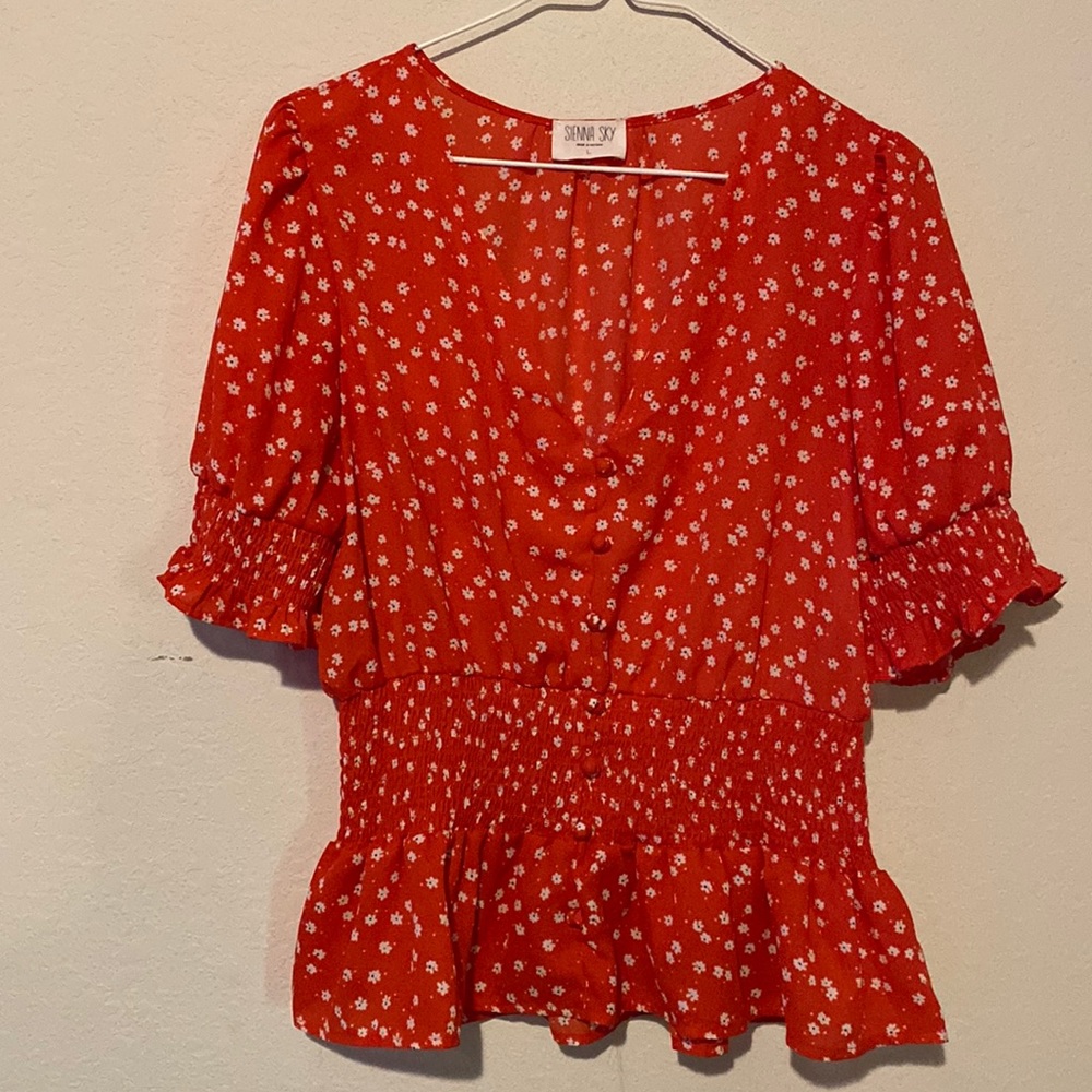 Sienna Sky Womens Red Blouse Size Large